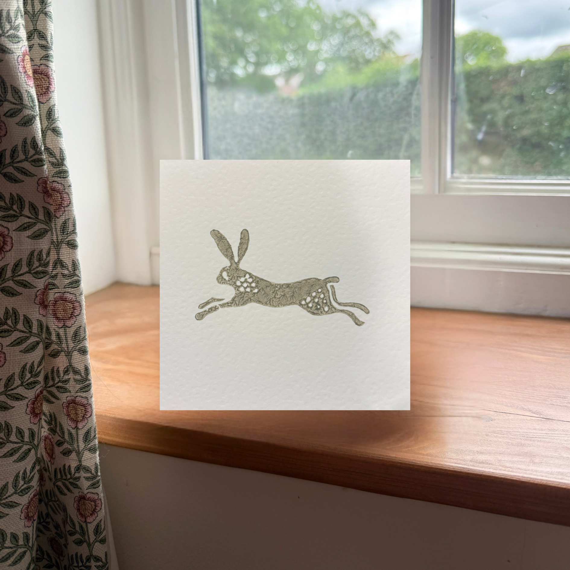 Linen Hare Greeting Card