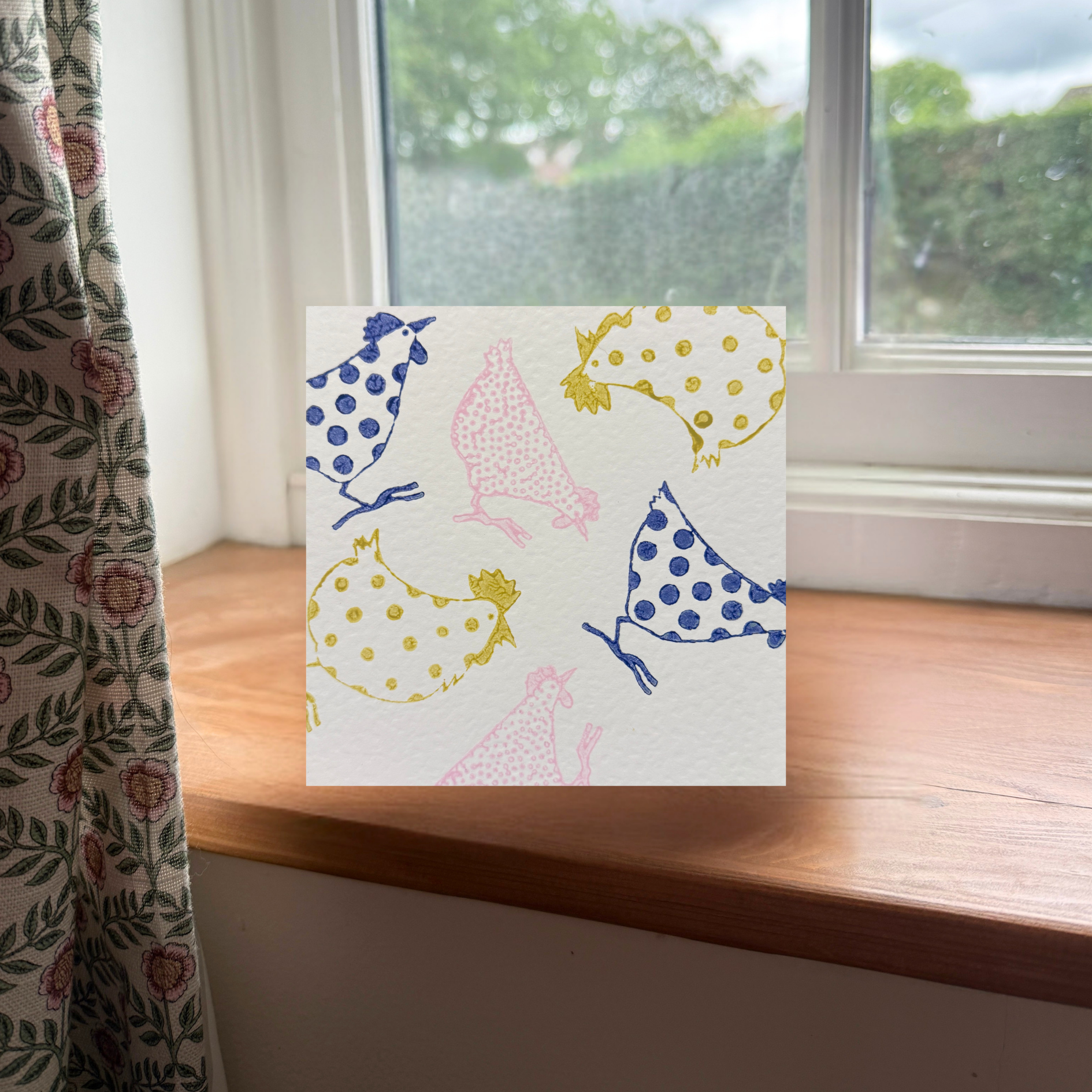 Spring Funky Chickens Greeting Card