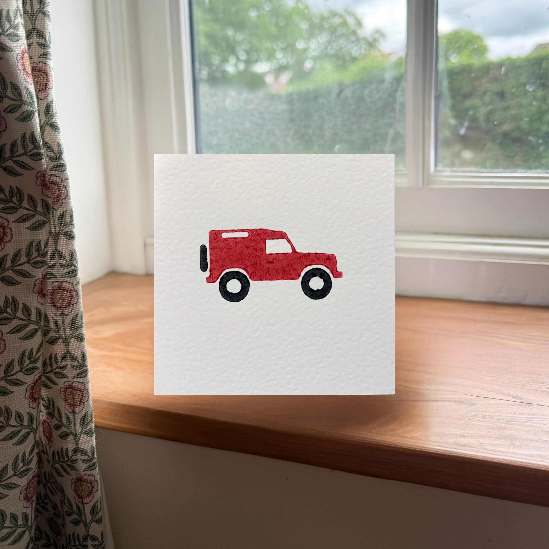 Red Land Rover Greeting Card