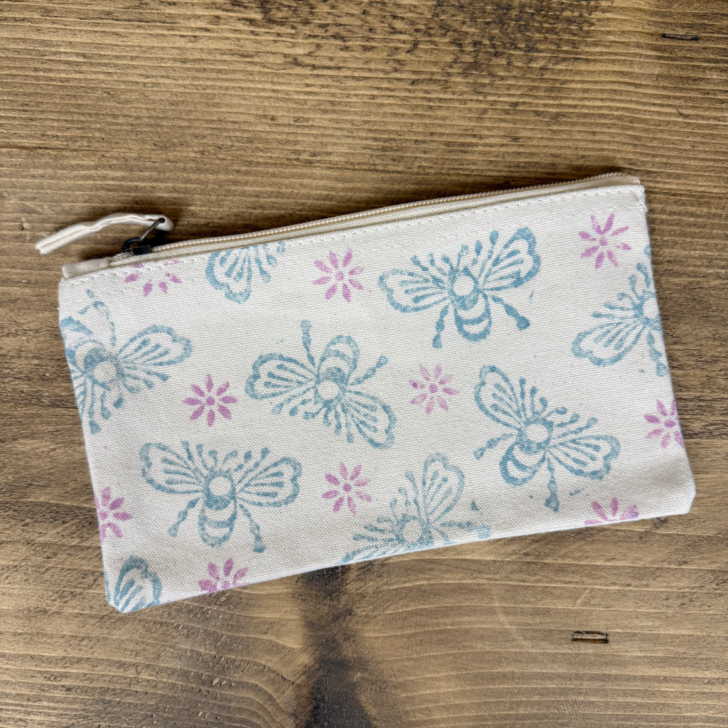 Baby Blue Random Bees Small Pouch
