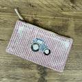 Blue Tractor and Rose Stripe Small Pouch