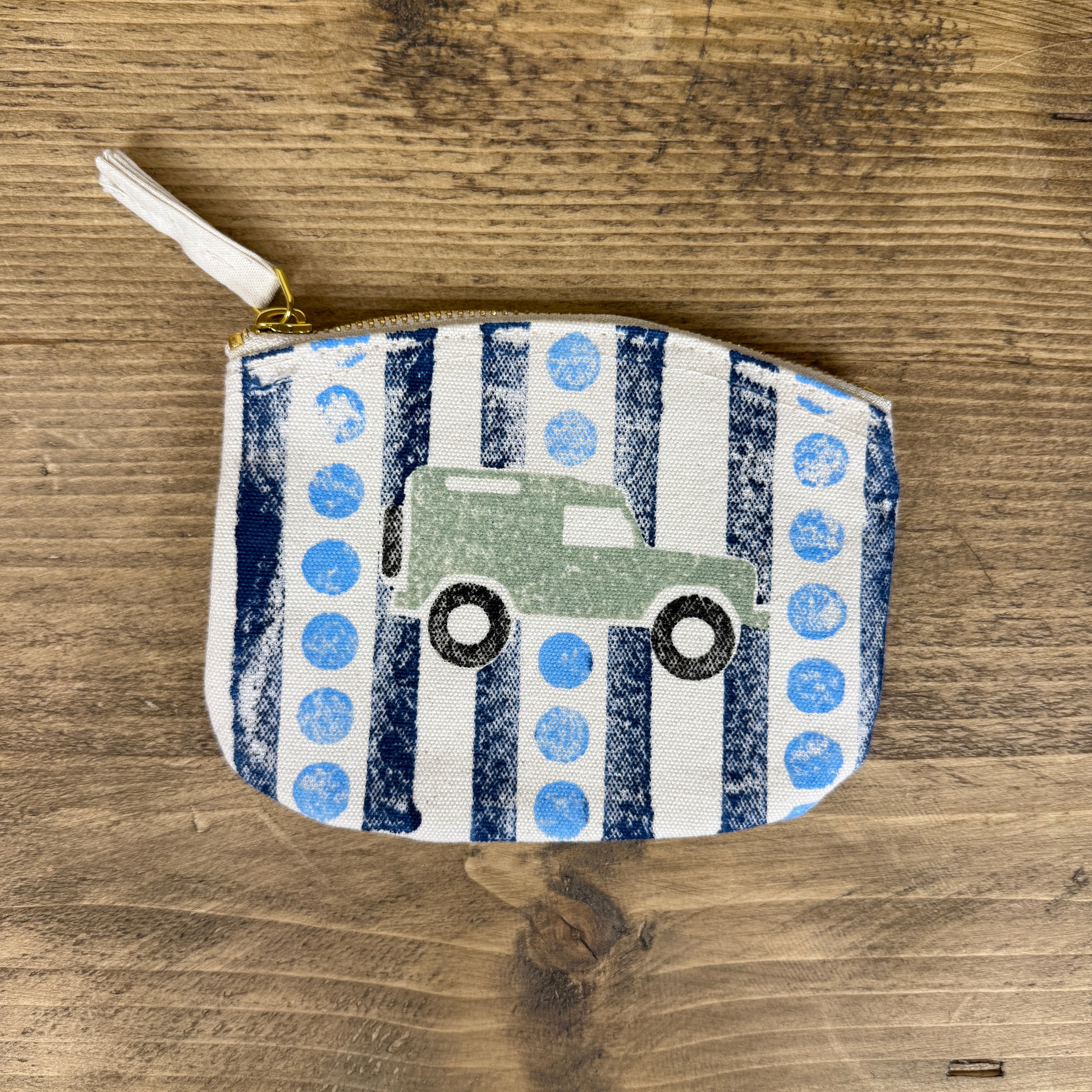 Blue Polka Dot Stripe Land Rover Coin Purse
