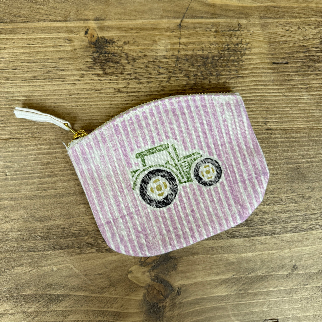 Pink and Green Stripey Tractor Coin Purse