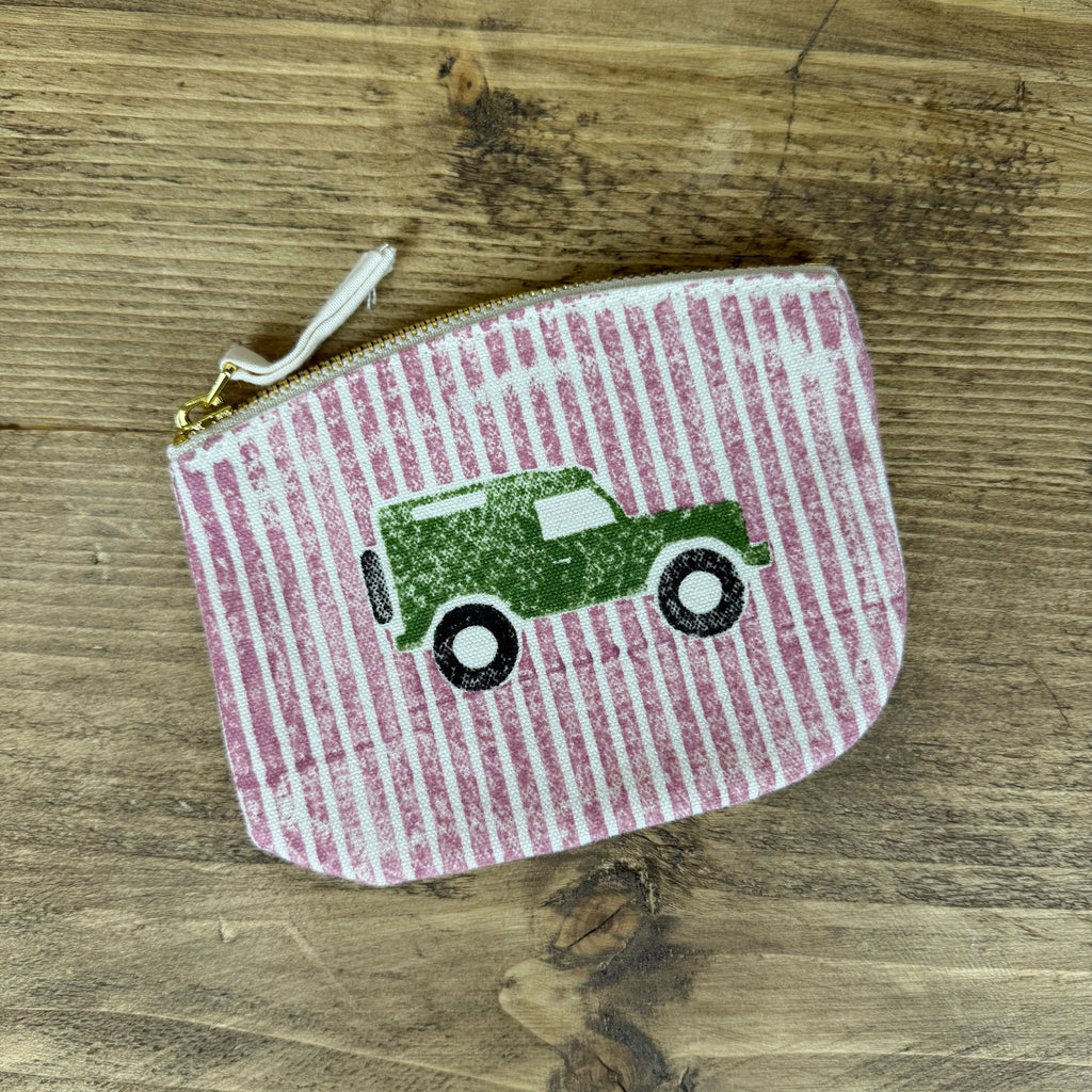 Rose and Green Striped Land Rover Coin Purse