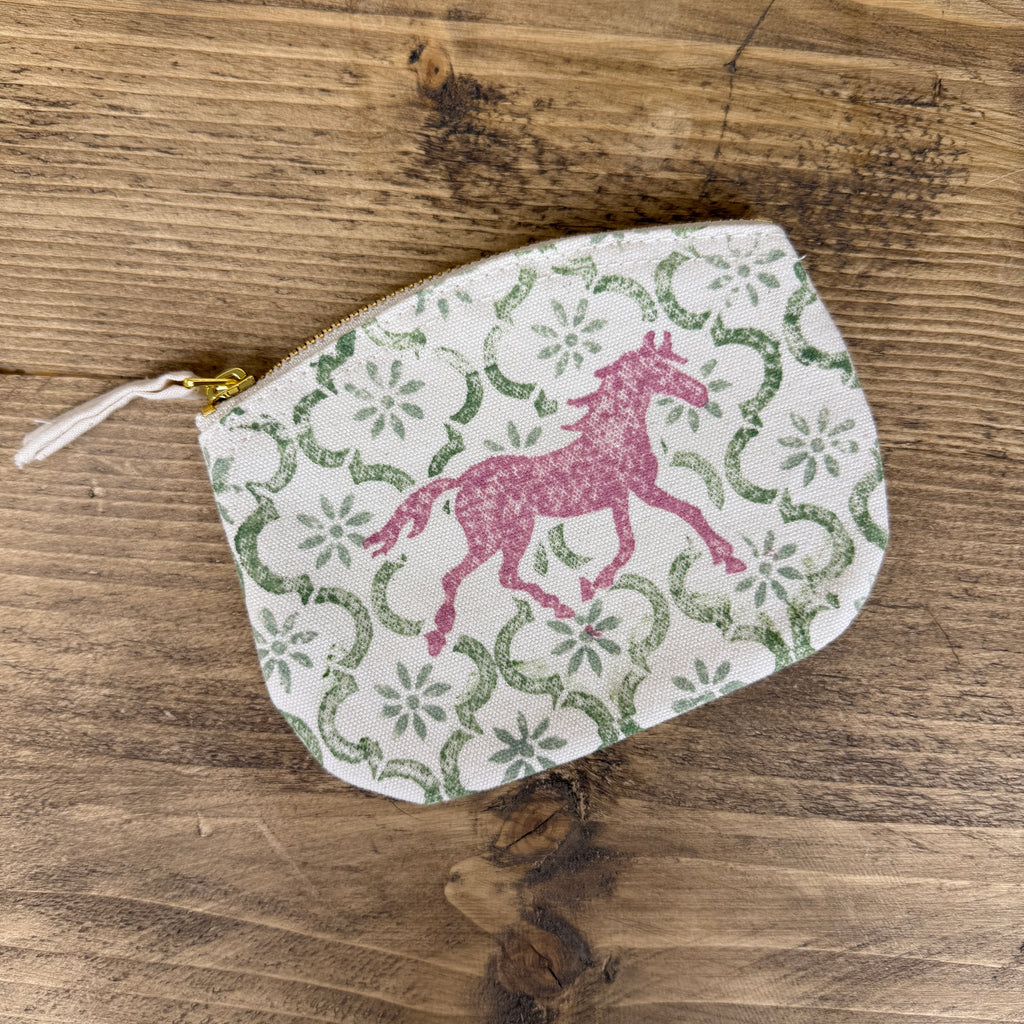 Pink and Green Trotting Pony Coin Purse