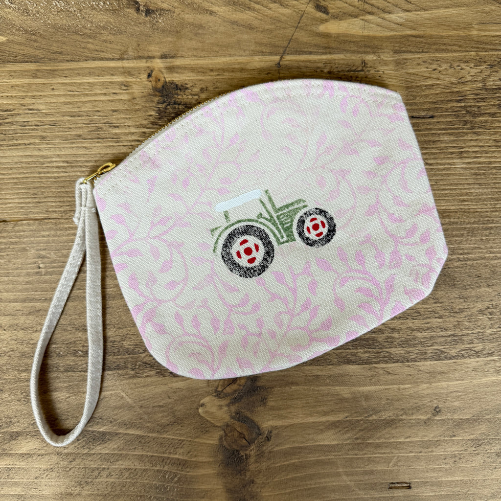 Pink and Light Green Vines Tractor Small Clutch Bag