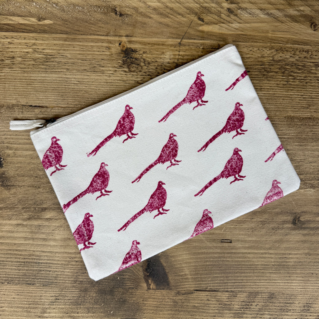 Raspberry Bold Pheasant Large Pouch