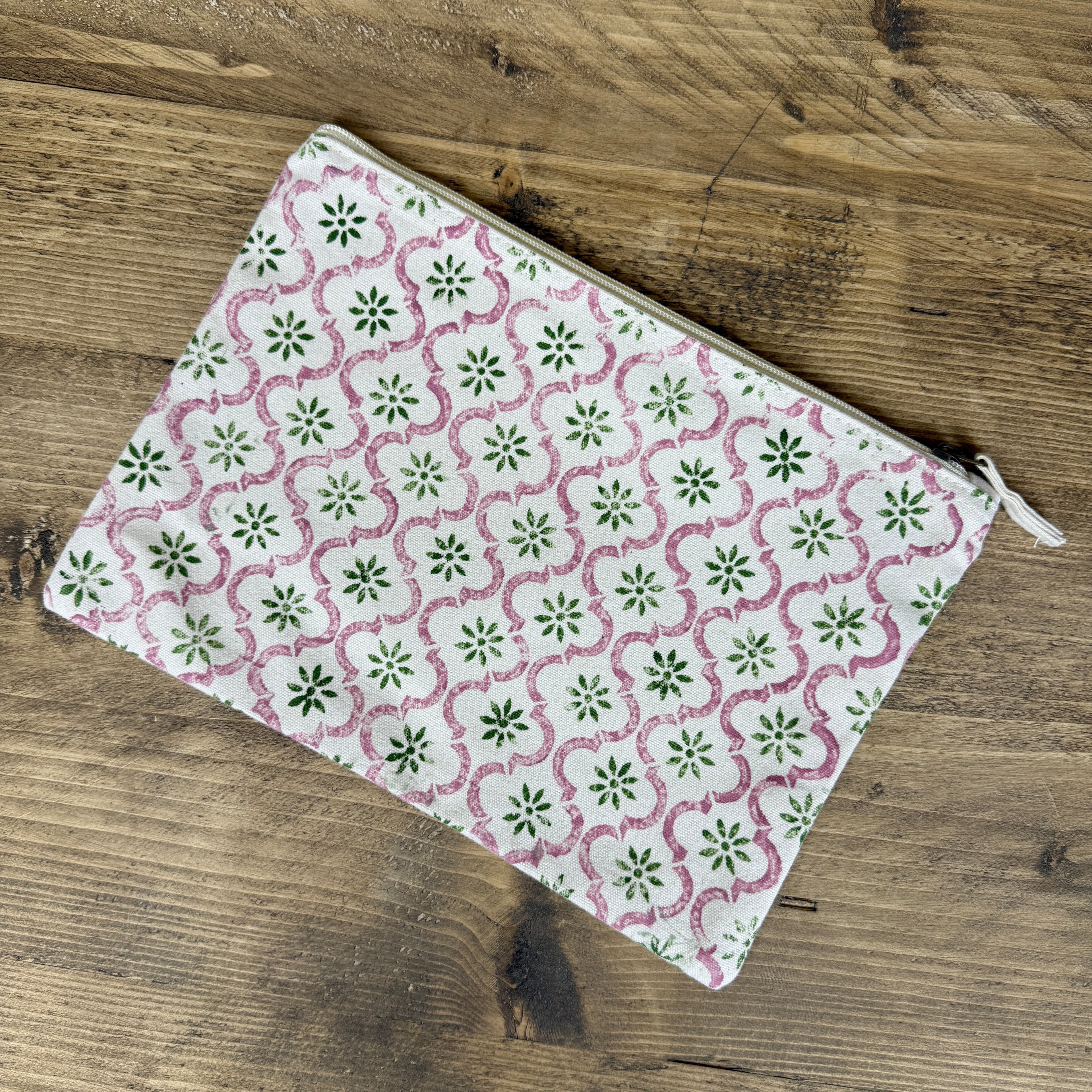 Green and Rose Vines Tractor Large Pouch