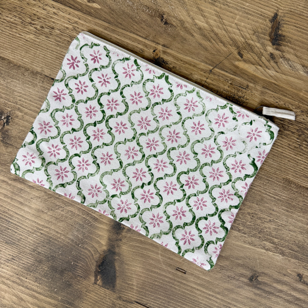 Green and Rose Vines Land Rover Large Pouch