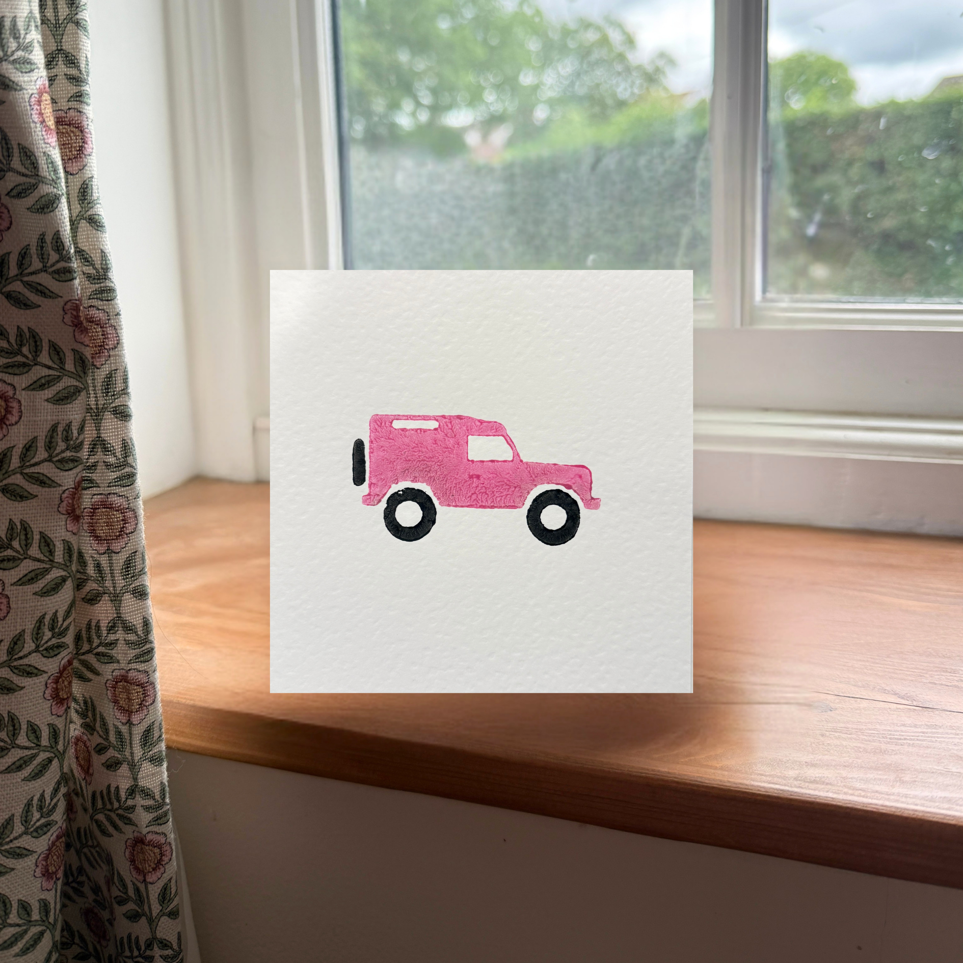 Bright Pink Land Rover Greeting Card
