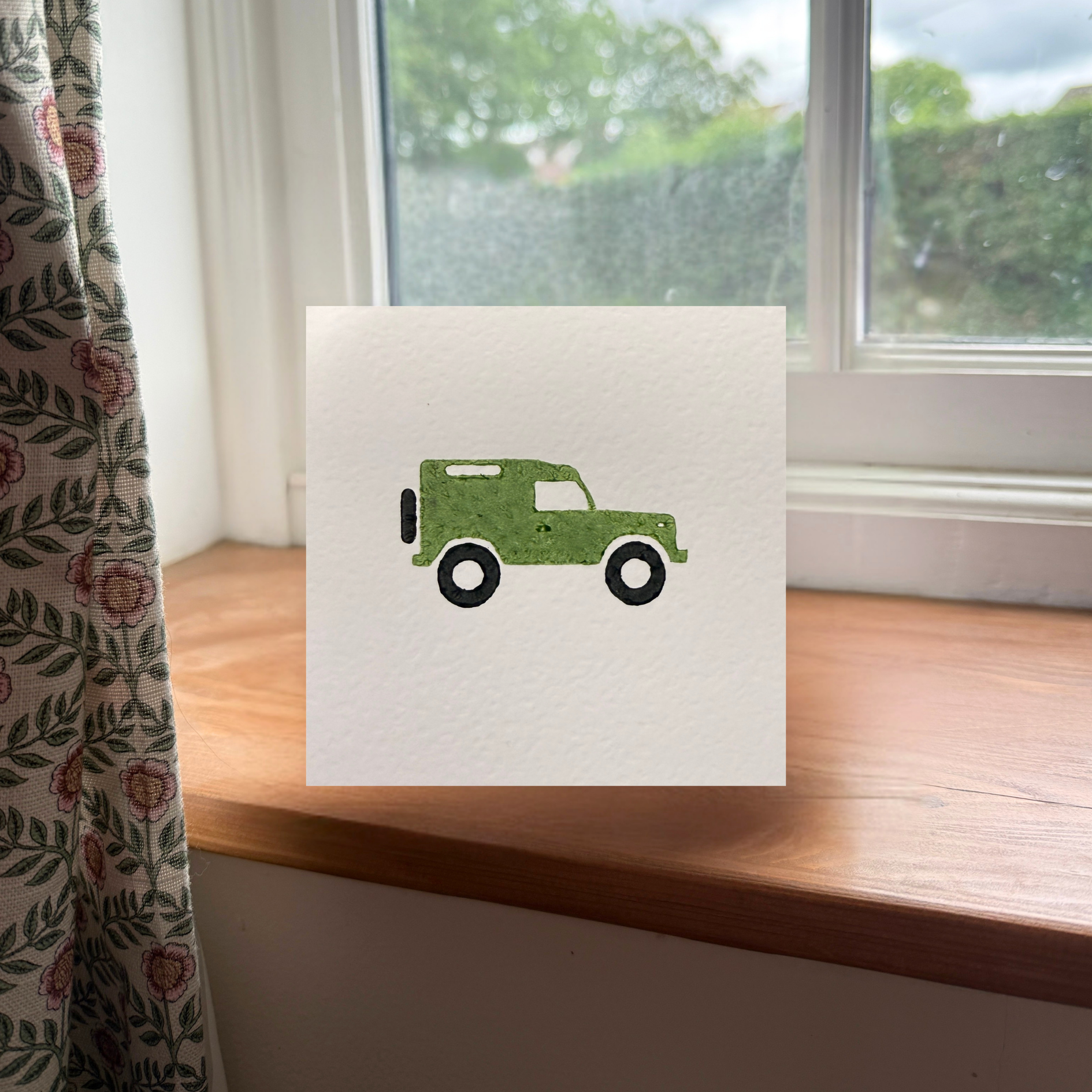 Green Land Rover Greeting Card