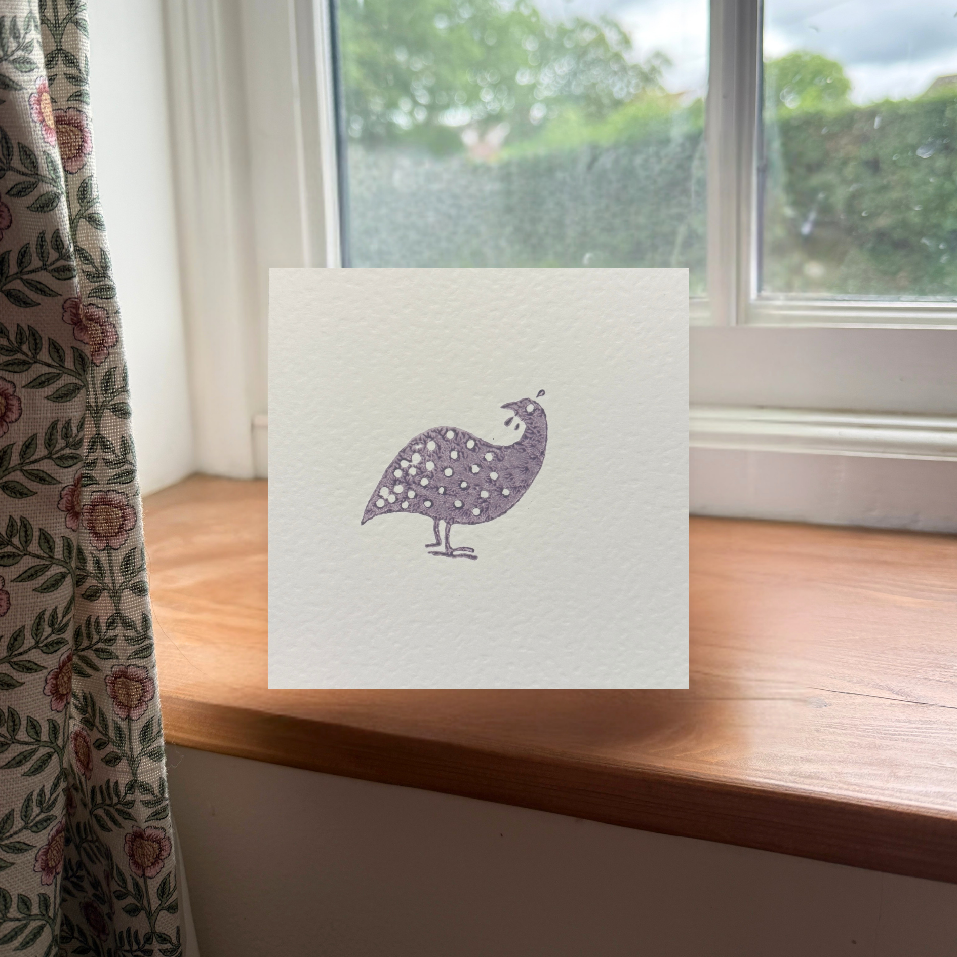 Lilac Guinea Fowl Greeting Card