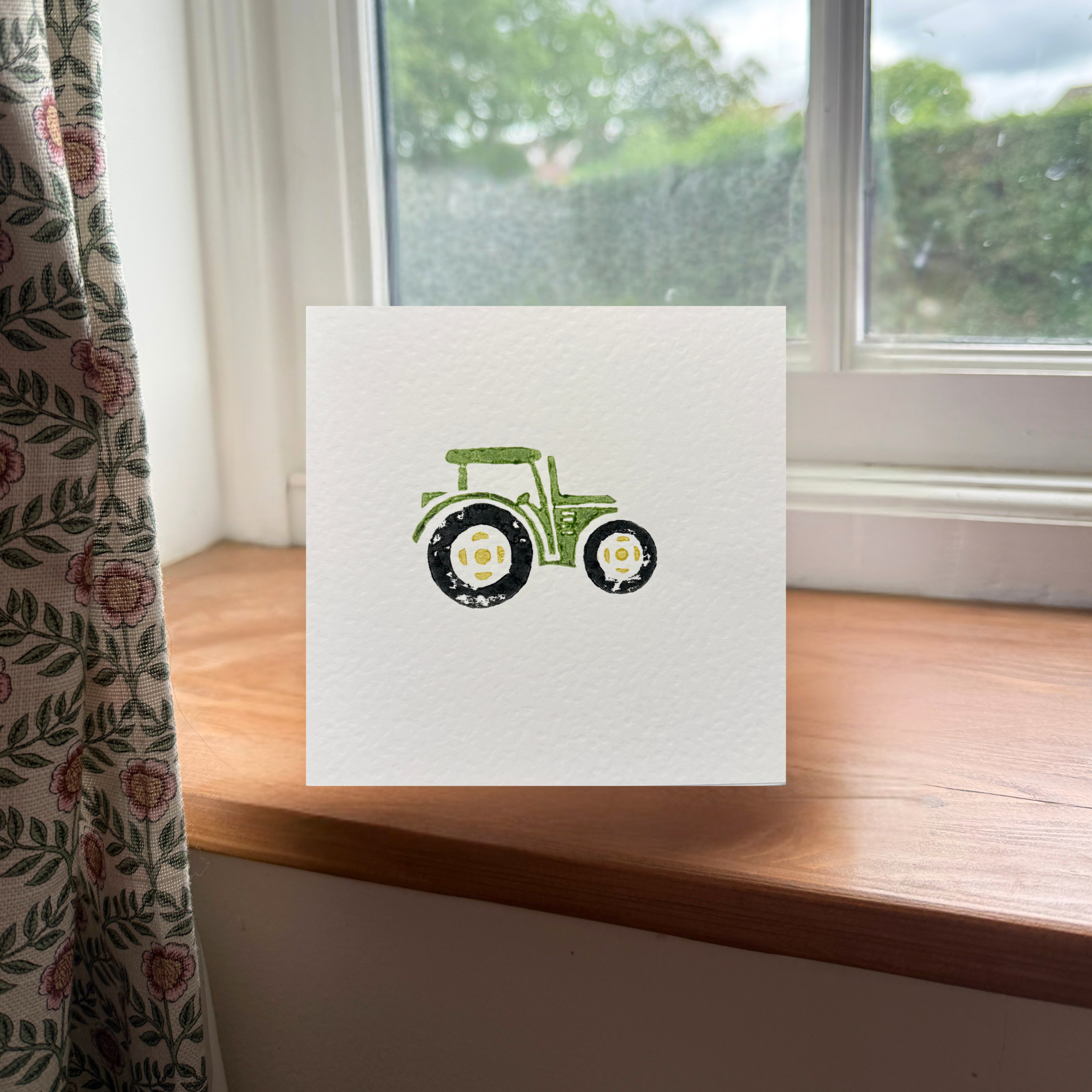 Green Tractor Greeting Card